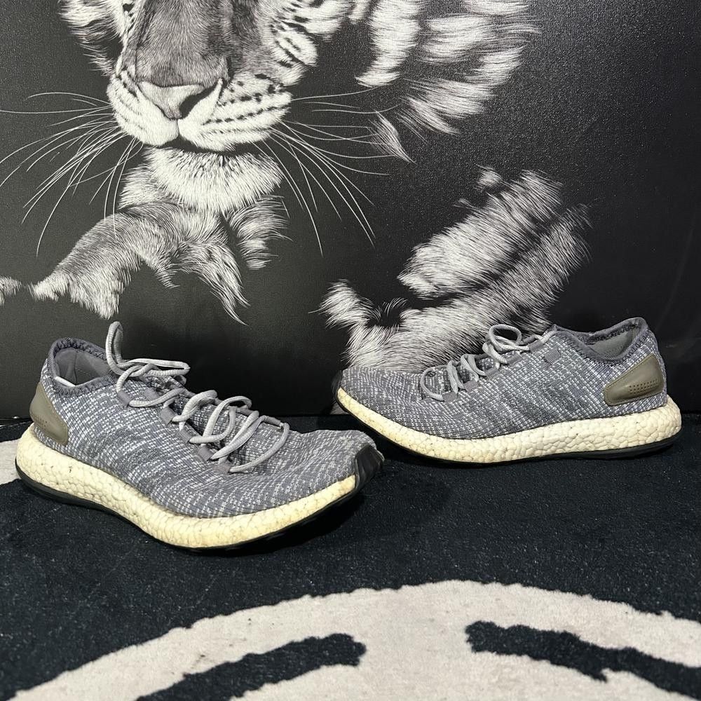Adidas PureBoost BA8900 Athletic Sneaker Mens 9.5 Gray Knit Gym Jogging Running